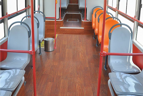 low floor design of e-bus with wheel-side eAxle